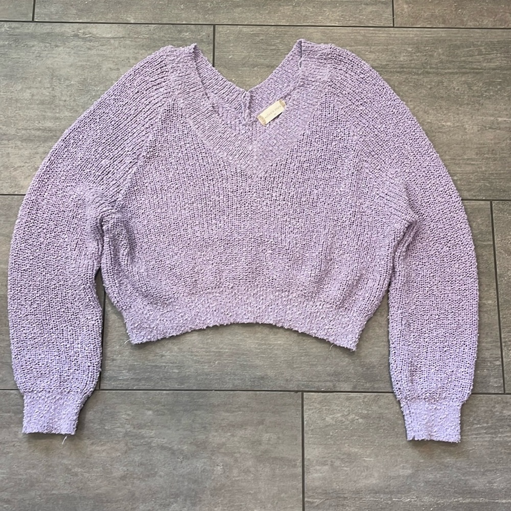 Altar’d State Lilac Cropped Cozy Sweater - Size M
